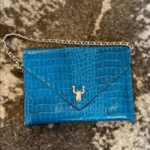 Royal blue crocodile leather vintage bag purse